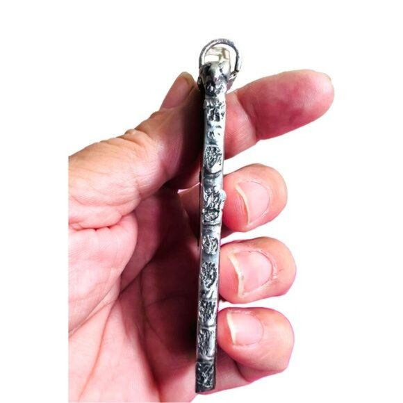 VINTG Valentines Day Card Tiny Canvas Pendant & Handmade W/ Pink Quartz & Pearls - Picture 13 of 17